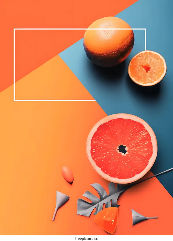 Citrus Fruit with Geometric Shapes and Minimalist Style