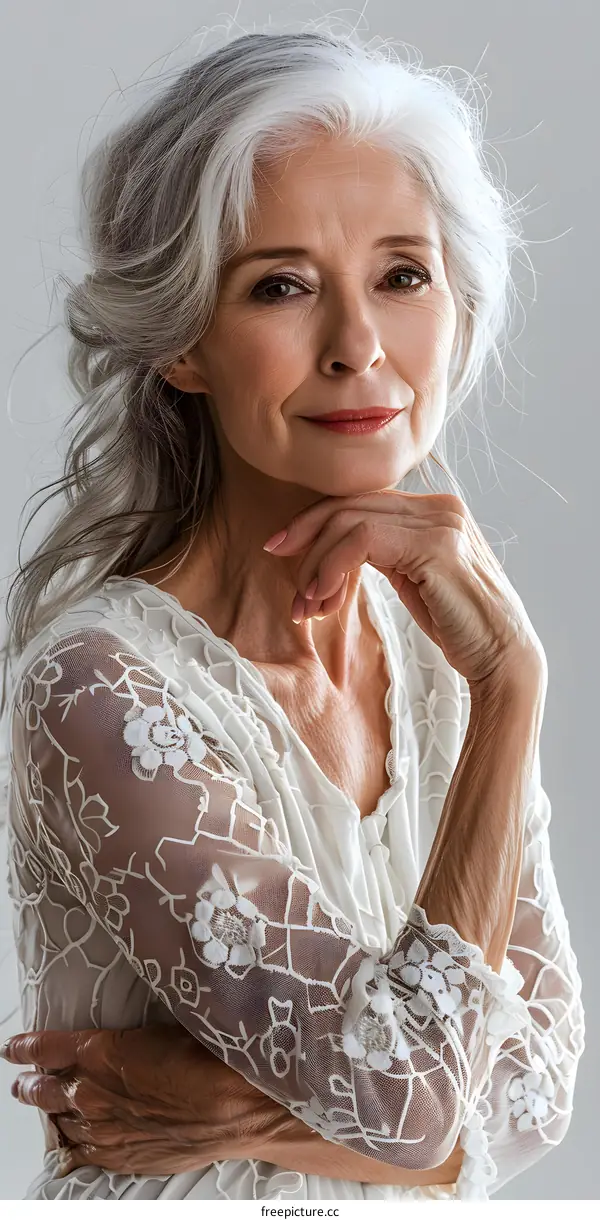 Portrait of a Beautiful Senior Woman with Grey Hair