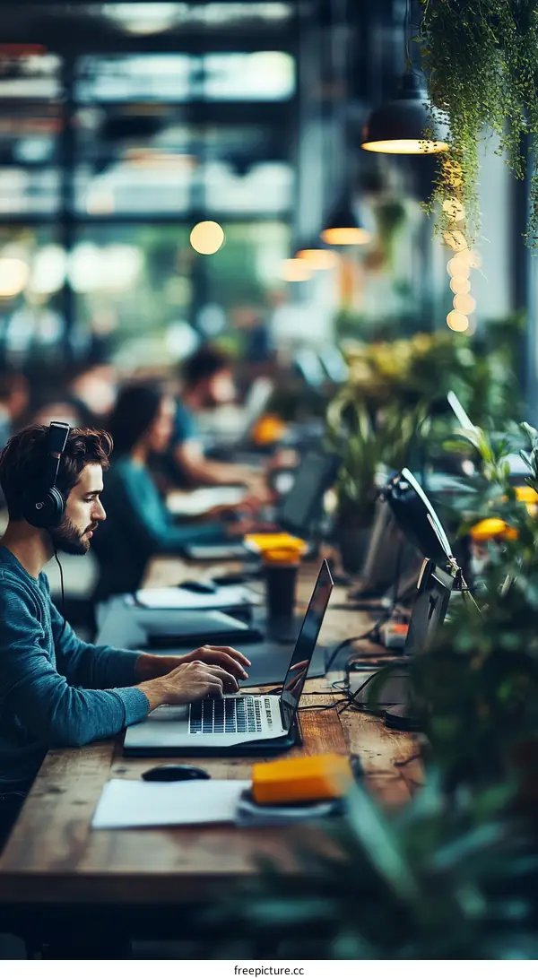 Coworkers Working in a Modern Co-working Space