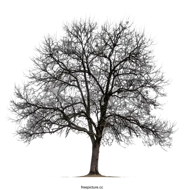 [Transparent Background PNG]Bare Tree Silhouette Against White Background
