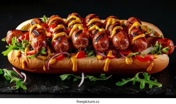 Juicy Grilled Hot Dog Loaded with Toppings