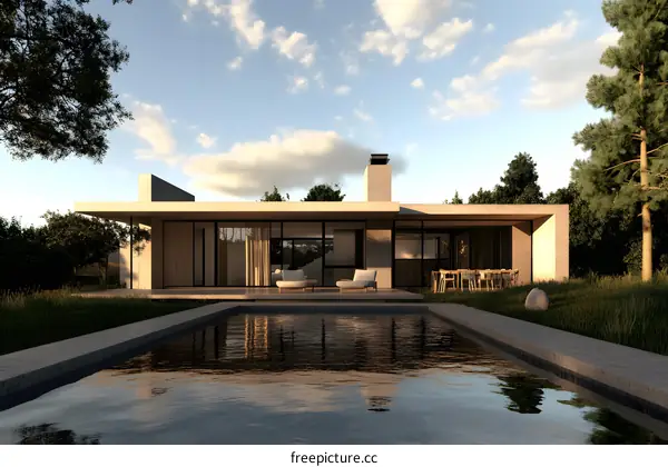 Modern House with Swimming Pool and Garden