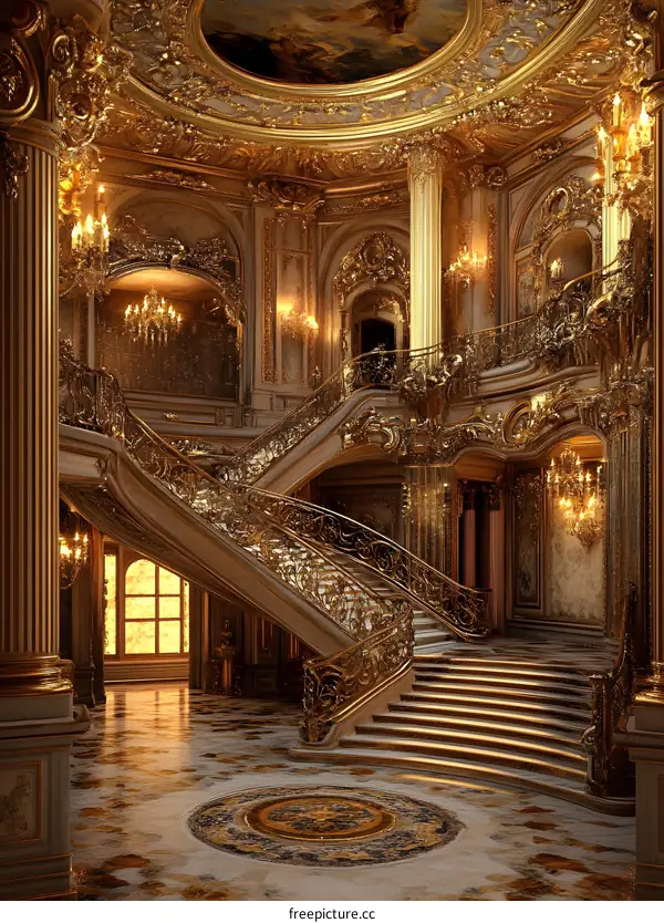 Golden Staircase in a Grand Palace