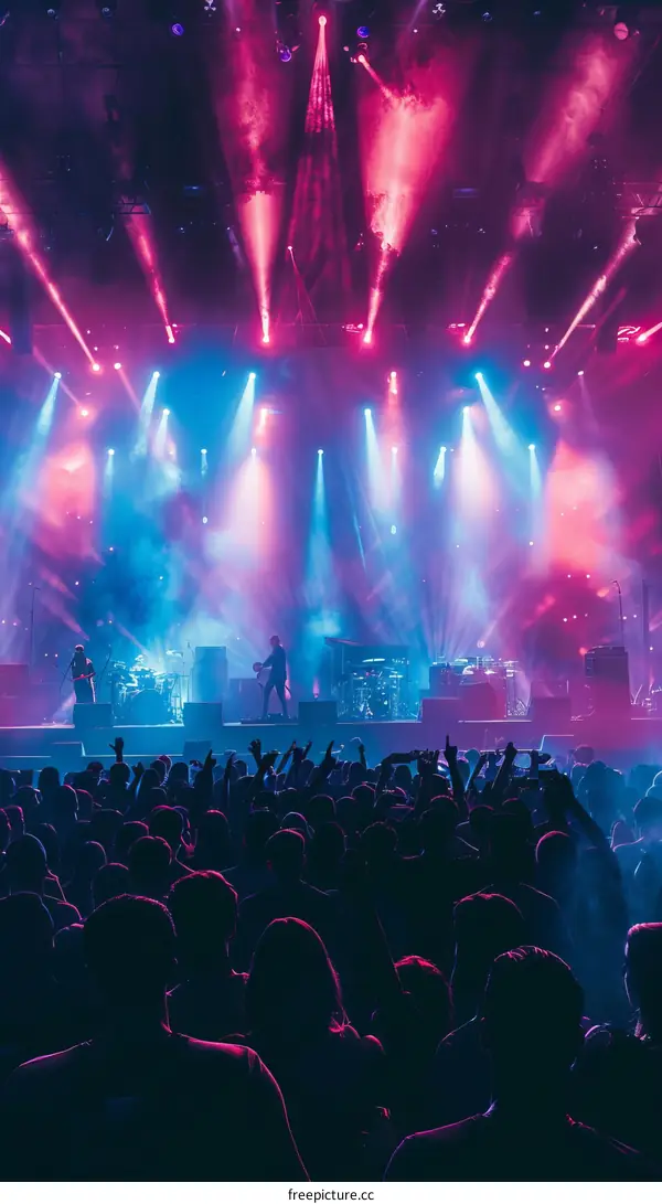 Rock concert with many people in the audience