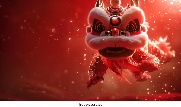 Chinese Lion Dance for Spring Festival Celebration