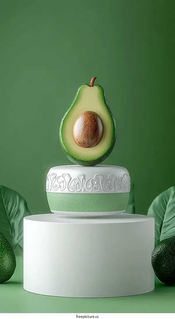 Avocado Cosmetic Product Presentation Illustration