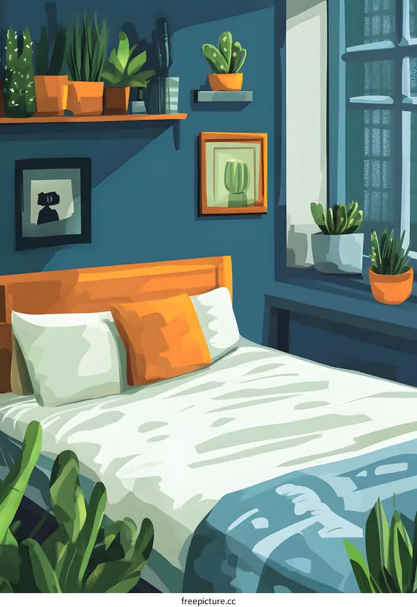 Bedroom Interior Design with Plants and a Window