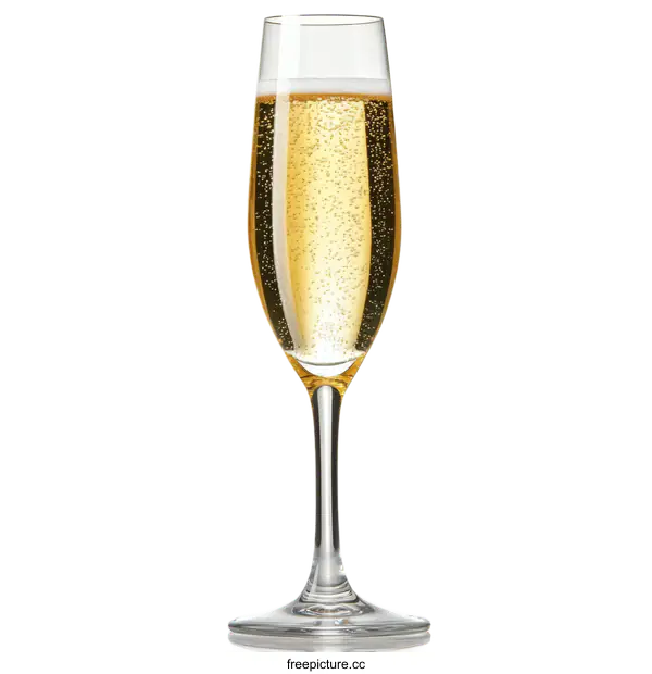 [Transparent Background PNG]Champagne Flute Glass with Sparkling Wine