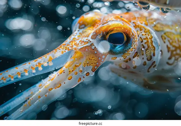 A close up of a squid's eye
