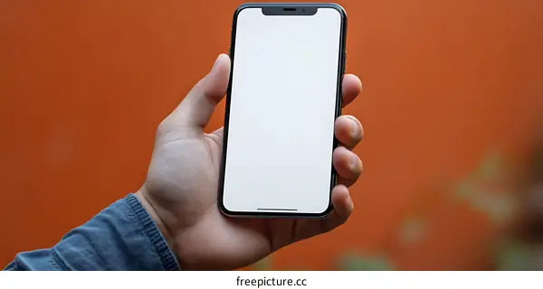 Hand Holding Smartphone with Blank Screen Mockup