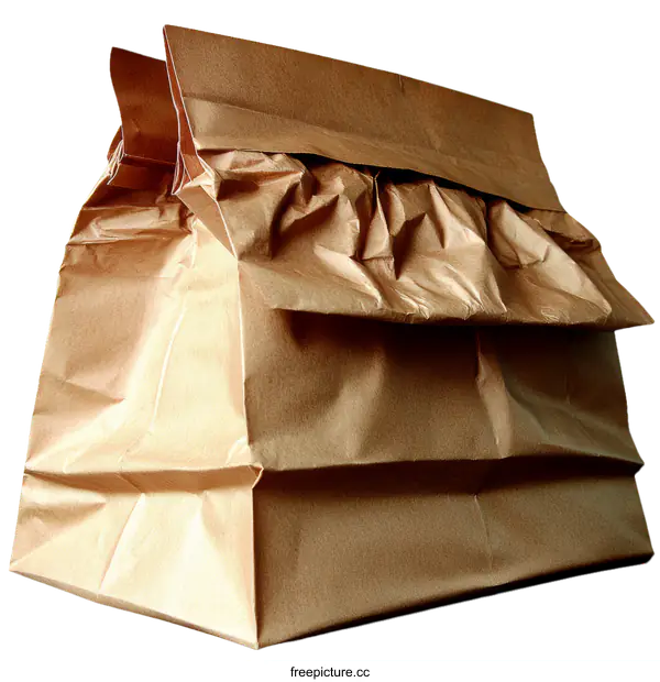 [Transparent Background PNG]Wrinkled Brown Paper Bag for Food