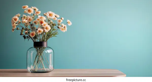 Elegant Flower Vase on Light Teal Background