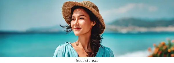 Woman enjoying the beach scenery