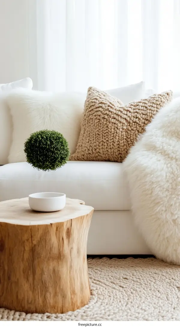 Modern Minimalist Living Room Decor with a Floating Plant