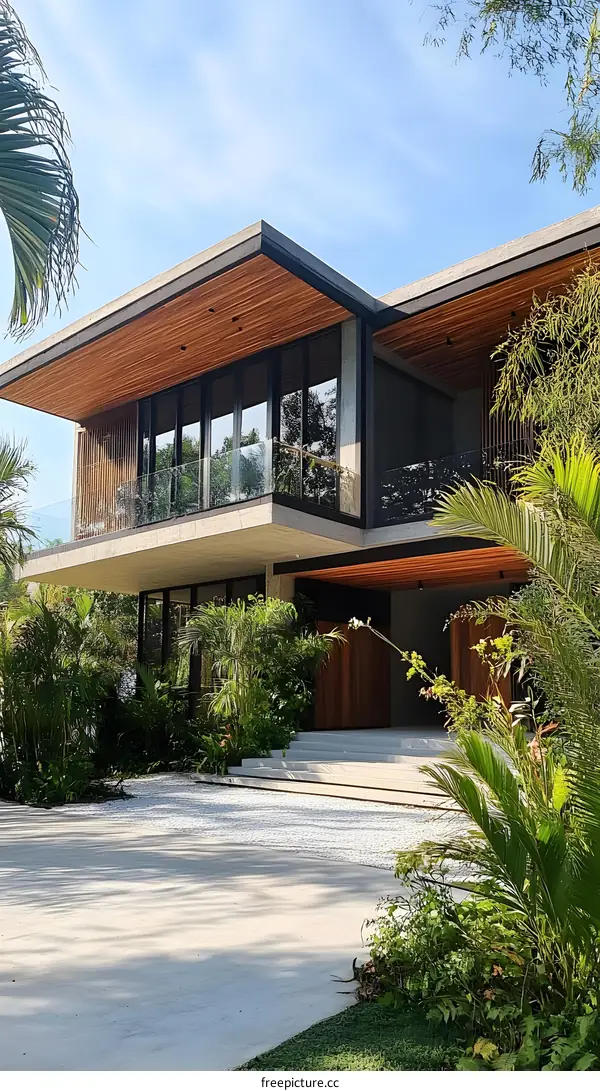 Modern Minimalist Concrete House with Wooden Accents