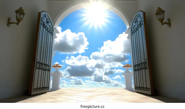 Open Gates to the Sky with Sun Shining Bright