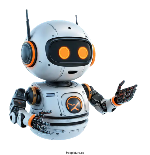 [Transparent Background PNG]Cute Robot Giving a Presentation