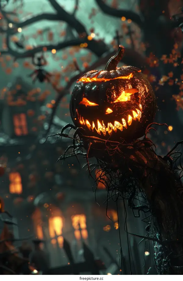 Glowing Pumpkin Head Scarecrow