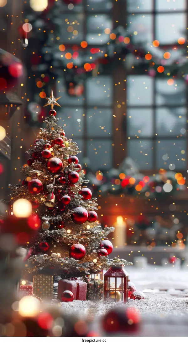 Christmas Tree with Gifts and Festive Decoration