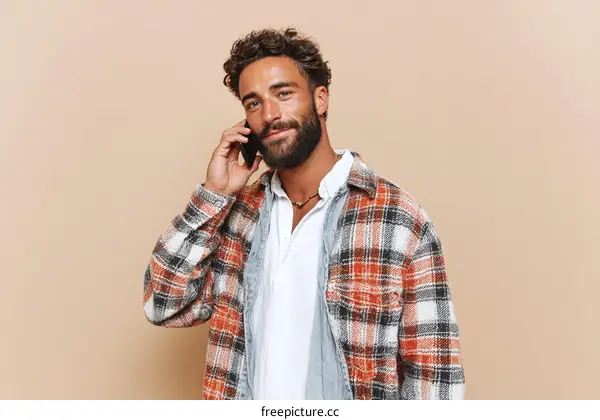 Stylish Man Talking on Mobile Phone