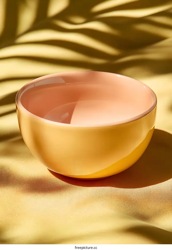 Yellow Ceramic Bowl on Yellow Fabric