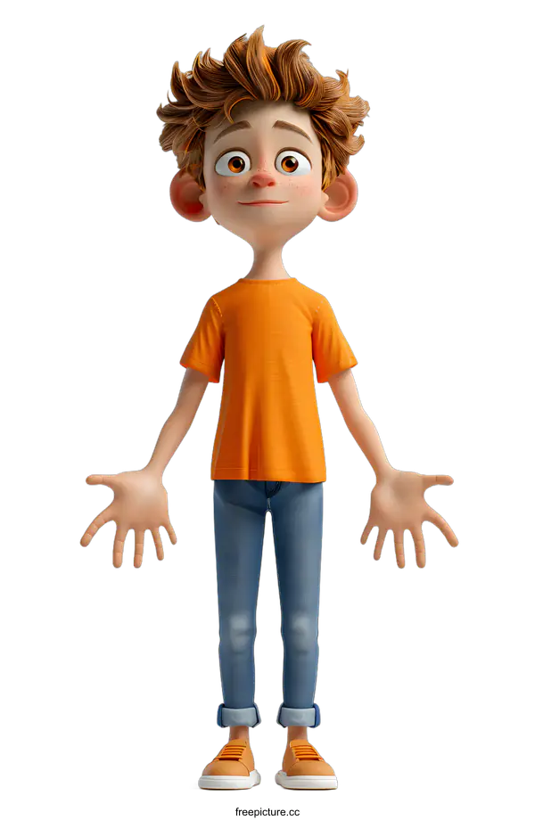 [Transparent Background PNG]3D cartoon character of a boy