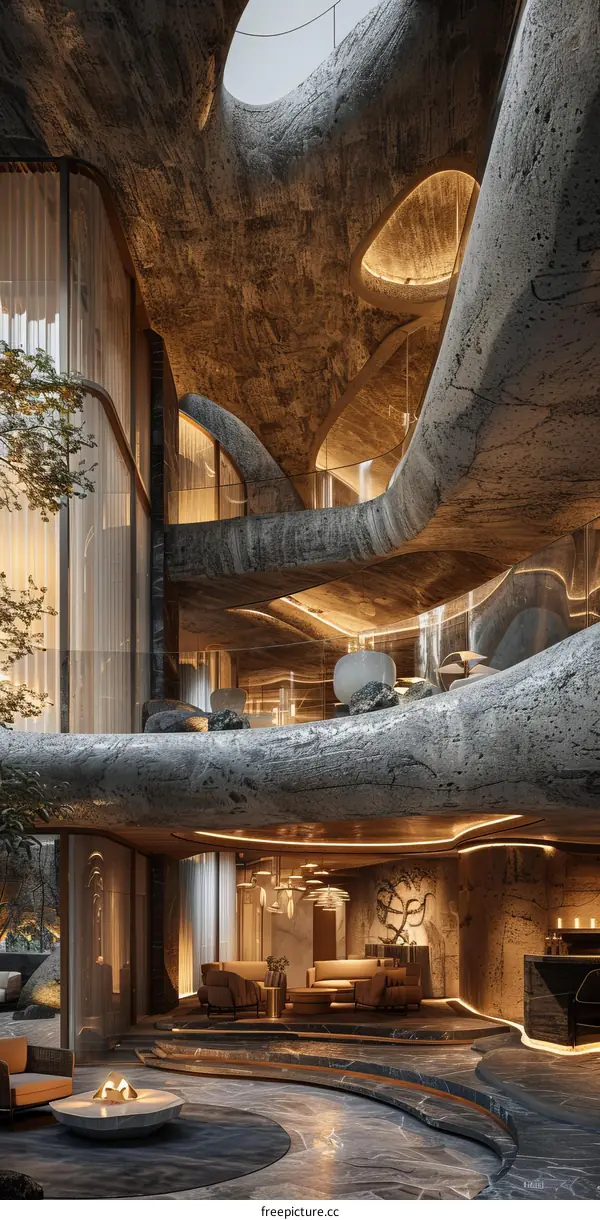 Modern Cave House Interior Design with Luxury Amenities