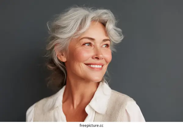 Portrait of a Smiling Senior Woman with Gray Hair