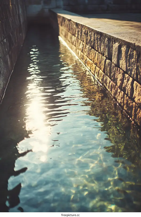 Close Up View of Rippling Water in a Stone Trough