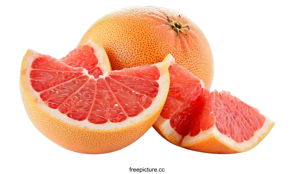[Transparent Background PNG]Fresh Sliced Grapefruit Isolated on White Background