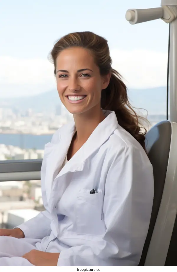 Confident female dentist in her office