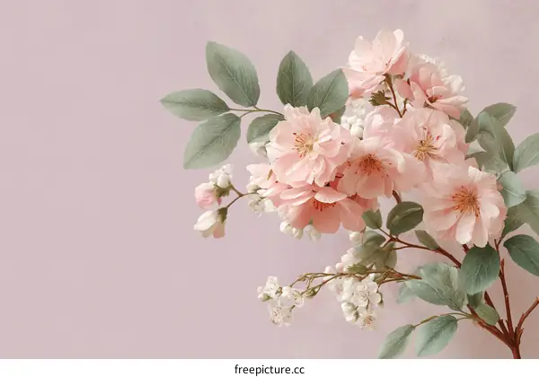 Delicate Pink Floral Arrangement on Pastel Background