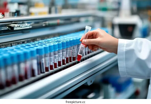 Medical Lab Technician Handling Blood Test Tubes