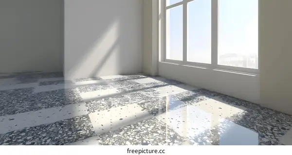 White Walls with Large Window and Terrazzo Floor