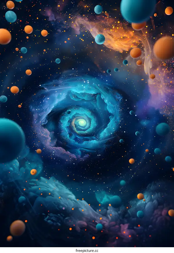 Celestial Swirl Colorful Galaxy