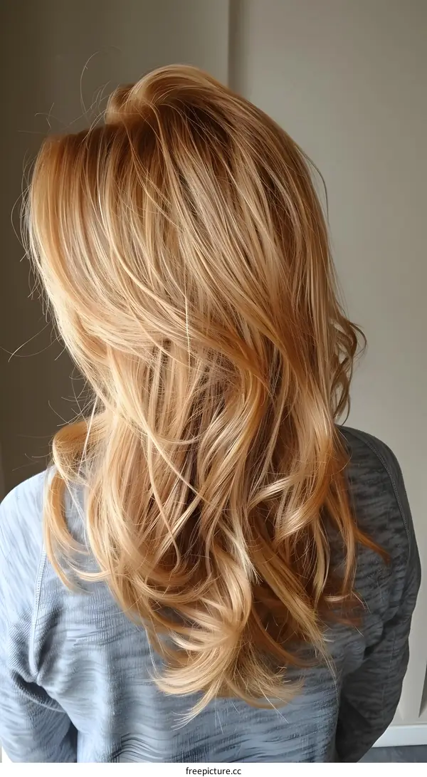 Woman with Long Blonde Wavy Hair