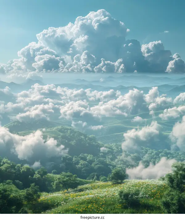 Cloud Sea Engulfs Mountain Summits