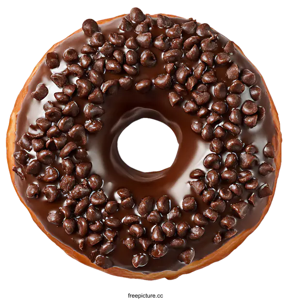 [Transparent Background PNG]Chocolate Chip Donut with Glaze