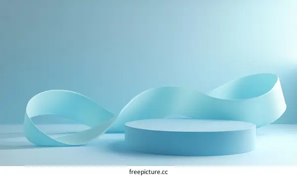 Abstract Light Blue Geometric Background with Ribbon