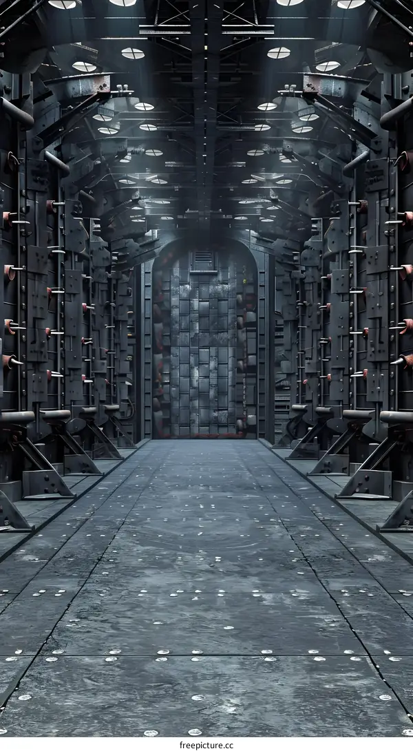 Futuristic Metal Corridor with Lights