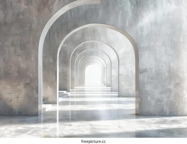 Futuristic Concrete Arched Hallway Design