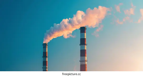 Industrial Smokestacks Release Toxic Fumes into the Atmosphere