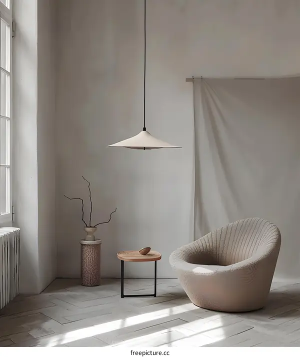 Minimalist Living Room Interior Design with Modern Furniture and Light