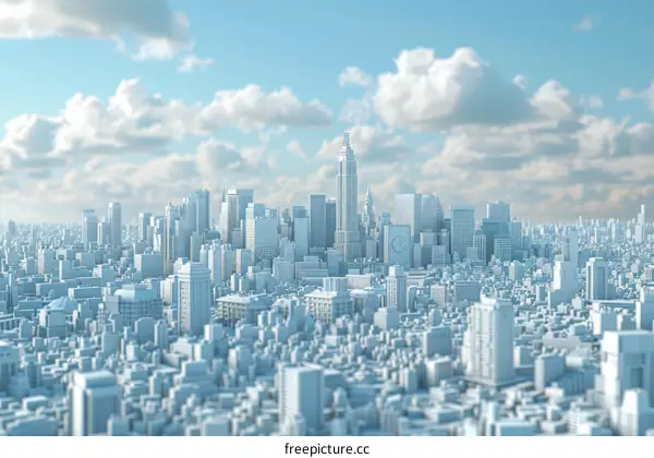 A City with Towering Skyscrapers and a Majestic Clock Tower