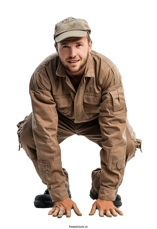 [Transparent Background PNG]Funny man crouching