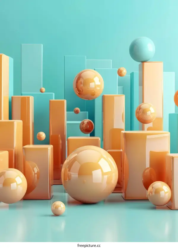 3D Spheres and Blue Prisms