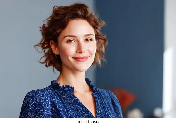 Portrait of a Smiling Caucasian Woman