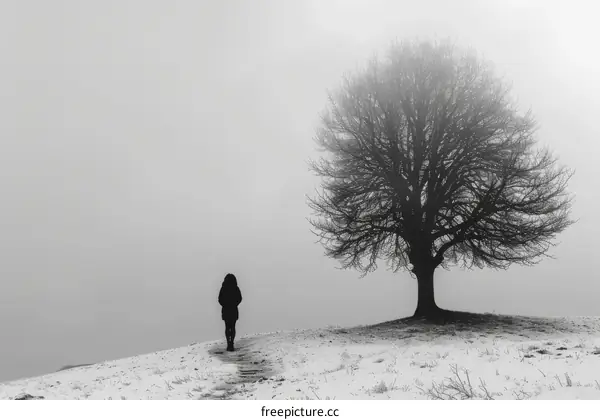 Lonely Tree in a Snowy Field