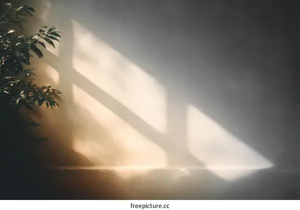 Sunlight Casting Shadows on a Light Gray Wall