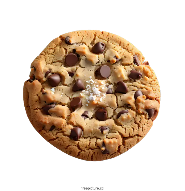 [Transparent Background PNG]Chocolate Chip Cookie with Sea Salt